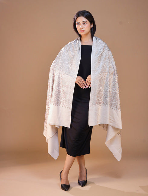 Women's Pure Wool Faux Pashmina Aari Embroidery Shawl